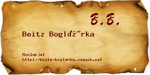 Beitz Boglárka névjegykártya